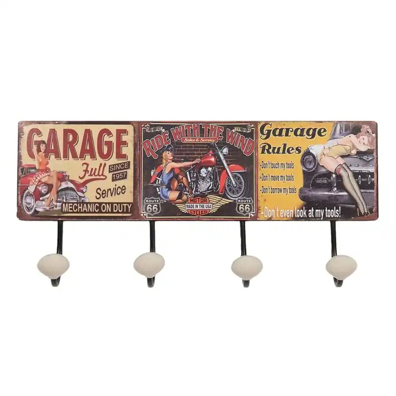 Voordeelprijs Clayre & Eef Wandkapstok 40x5x17 cm Rood Zwart IJzer Auto