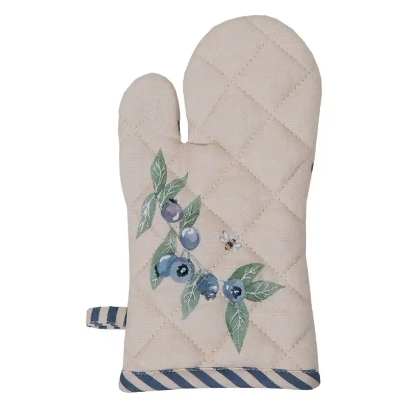 Tijdelijk Beschikbaar Clayre & Eef Kind Ovenwant 12x21 cm Beige Blauw Katoen Bos Dieren Herfst