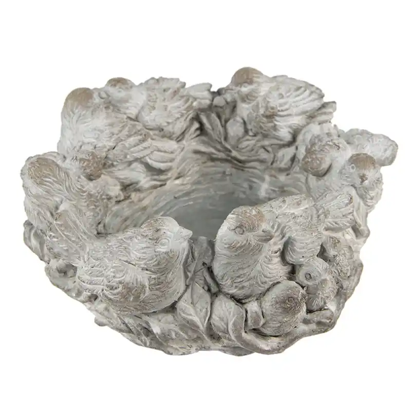 Clayre & Eef Bloempot Ø 27x12 cm Grijs Steen Voordeelprijs