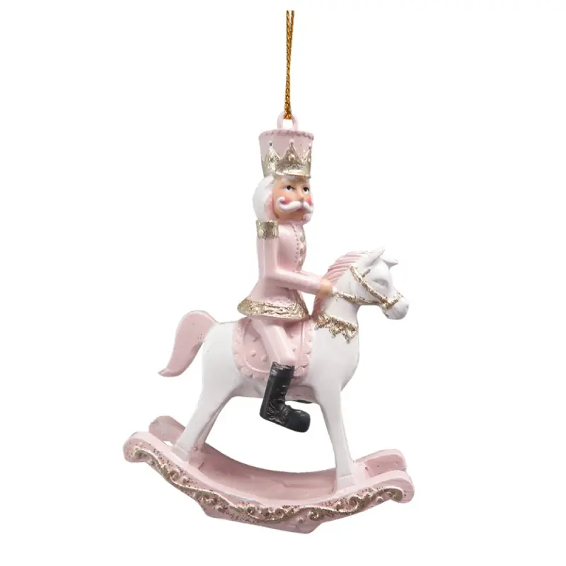 Betaalbaar Clayre & Eef Kersthanger Hobbelpaard 9 cm Roze Kunststof