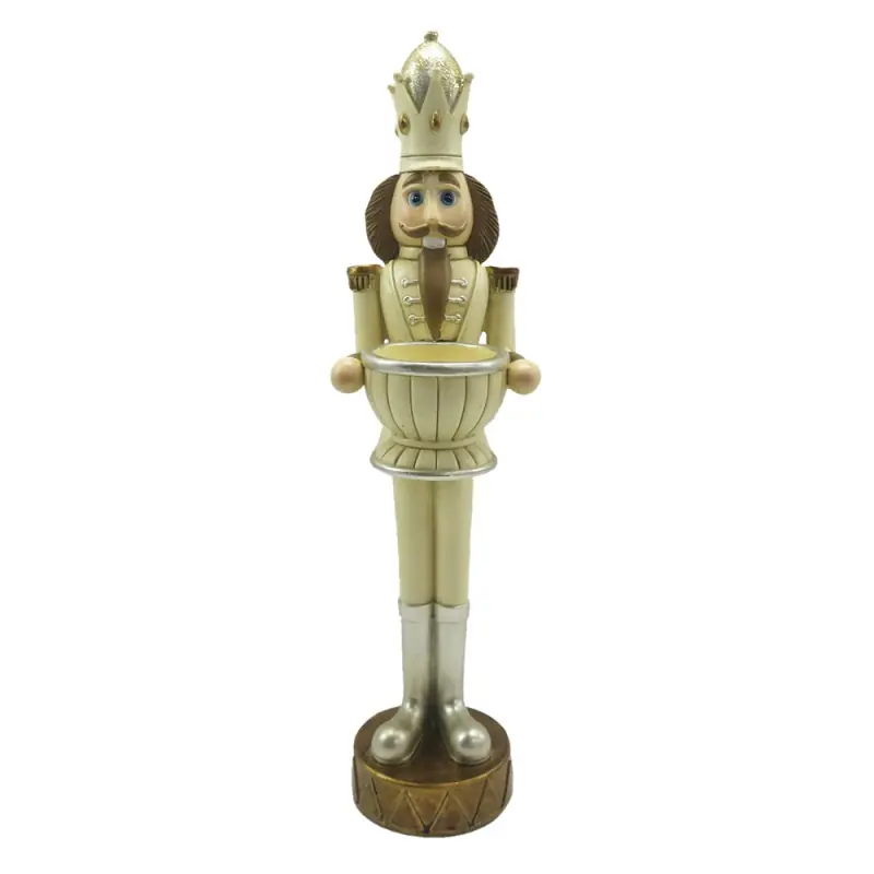 Clayre & Eef Theelichthouder Notenkraker 30 cm Beige Bruin Kunststof Laatste Versie