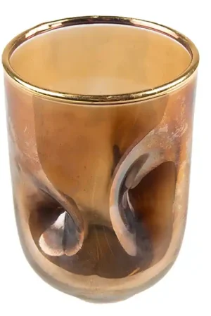 Weekendaanbieding Clayre & Eef Theelichthouder Ø 7x10 cm Goudkleurig Glas