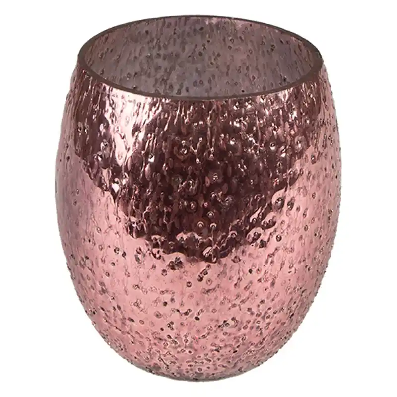 Clayre & Eef Theelichthouder Ø 10x10 cm Roze Glas Alleen Vandaag