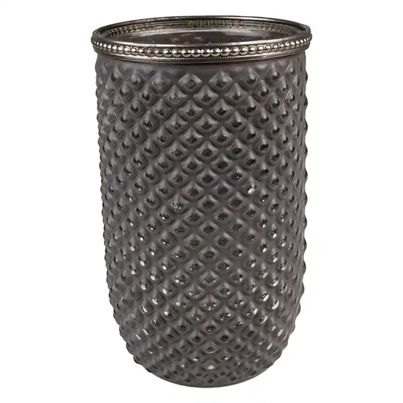 Clayre & Eef Theelichthouder Ø 10x17 cm Grijs Glas Beste Prijs
