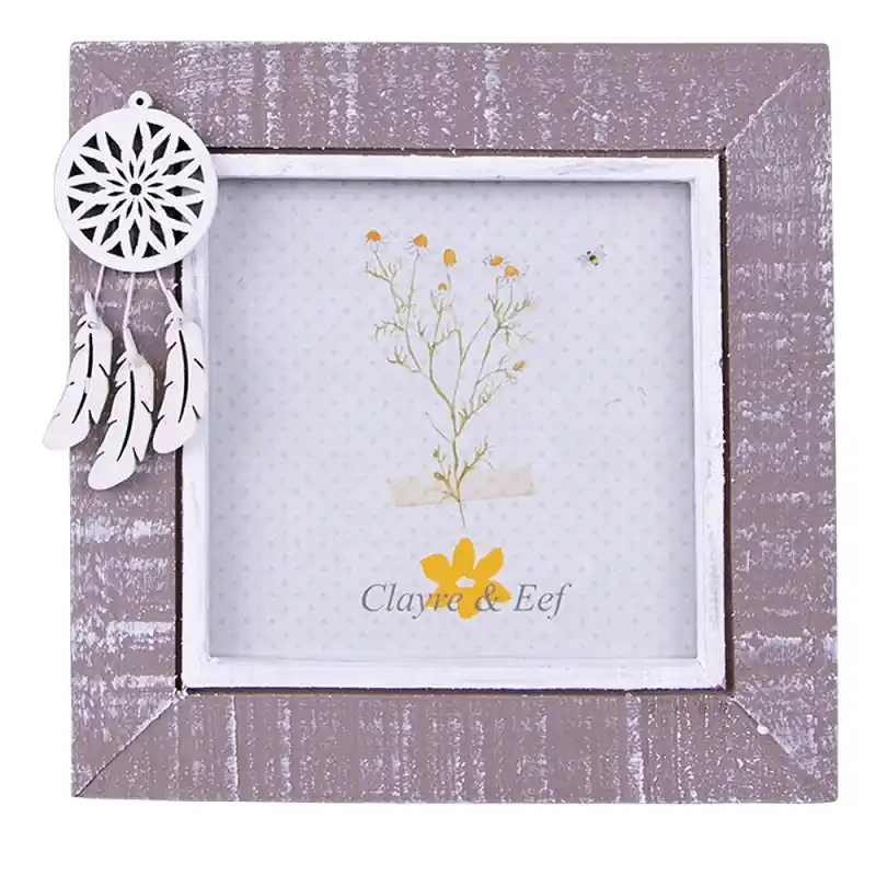 Clayre & Eef Fotolijst 10x10 cm Grijs Wit Hout Dromenvanger Nieuw