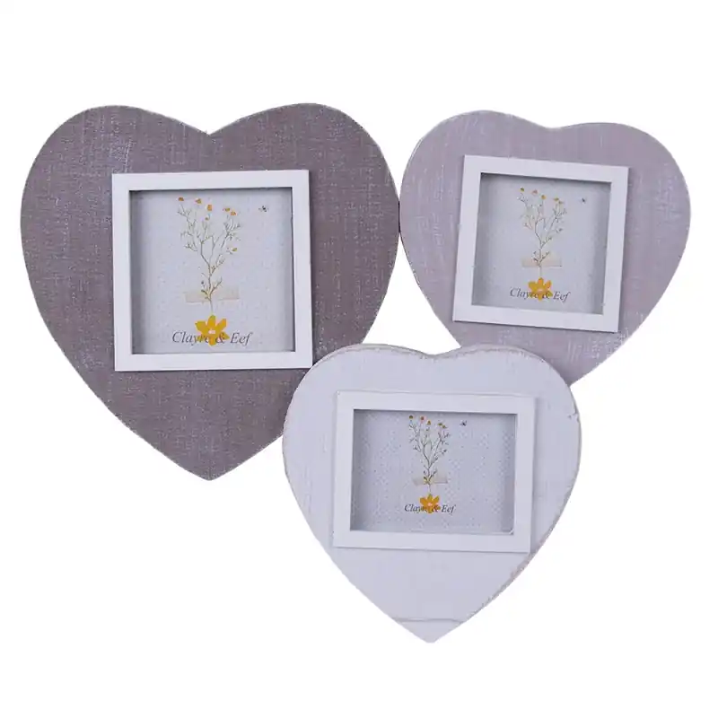 Weekendaanbieding Clayre & Eef Fotolijst 7x7 / 6x9 / 9x9 cm Grijs Wit Hout