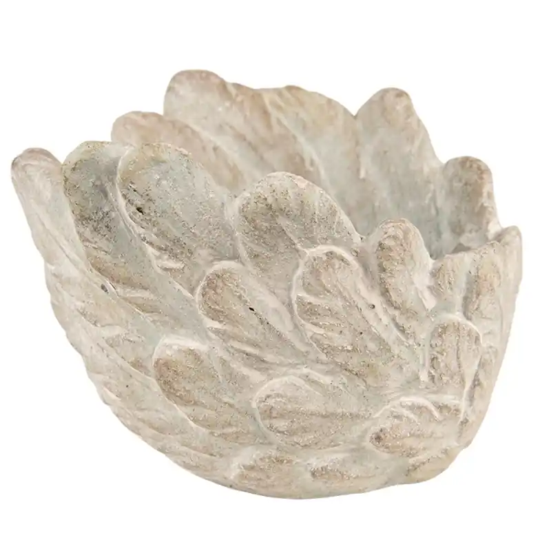 Weekendaanbieding Clayre & Eef Bloempot Vleugels Ø 20x13 cm Grijs Steen