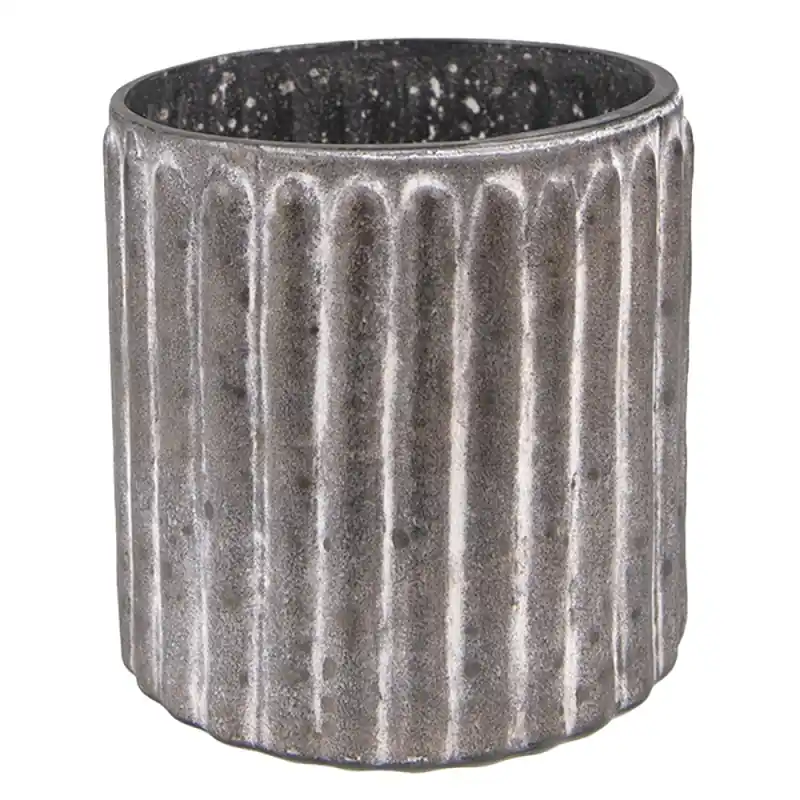 Op = Op Clayre & Eef Theelichthouder Ø 10x10 cm Zwart Glas