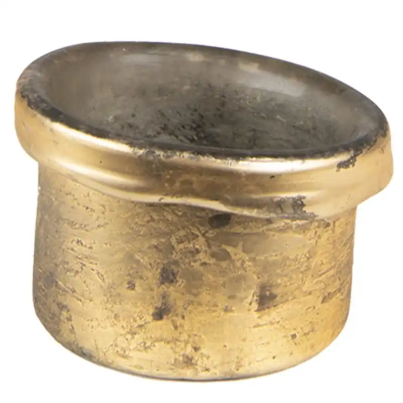 Direct Beschikbaar Clayre & Eef Theelichthouder Ø 8x6 cm Goudkleurig Glas