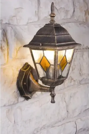 Antibes Buiten muurverlichting Bruin, Goud, 1-licht Laatste Versie