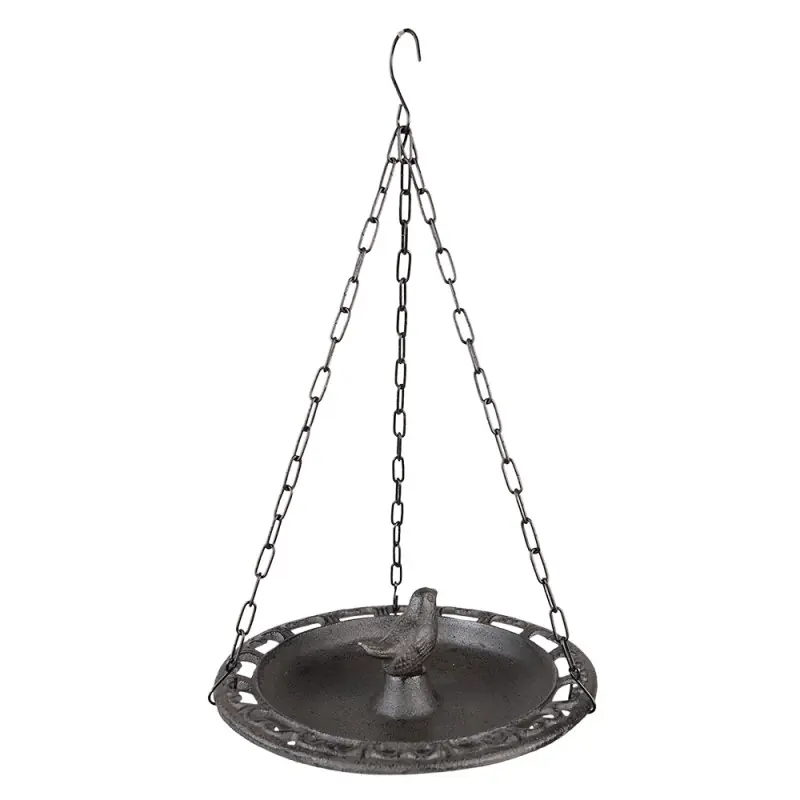 Dagaanbieding Clayre & Eef Vogelvoederbak Ø 23x8/36 cm Bruin IJzer