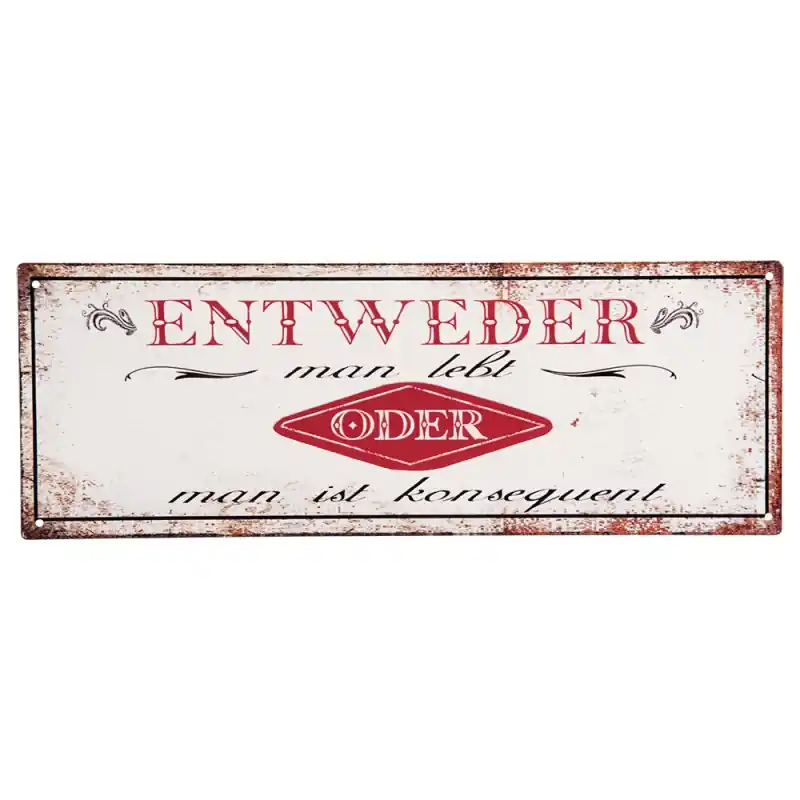Actieprijs Clayre & Eef Tekstbord 36x13 cm Wit Rood IJzer