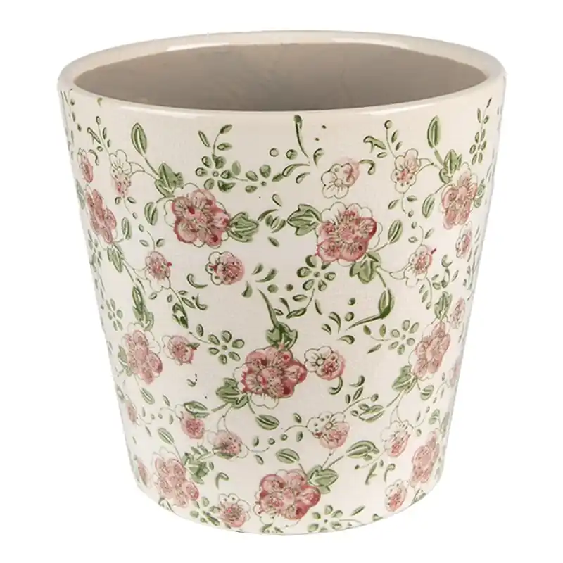 Shop Nu Clayre & Eef Bloempot Ø 19x18 cm Roze Beige Keramiek Bloemen