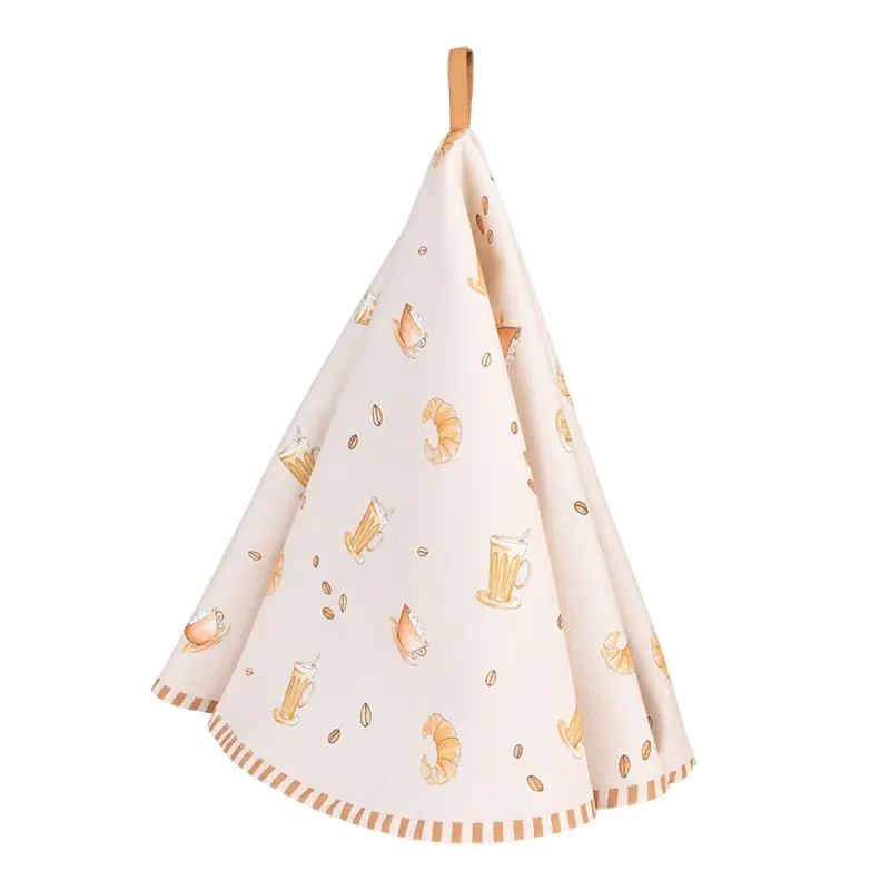 Betrouwbaar Clayre & Eef Theedoek Ø 80 cm Beige Katoen Croissant en Koffie