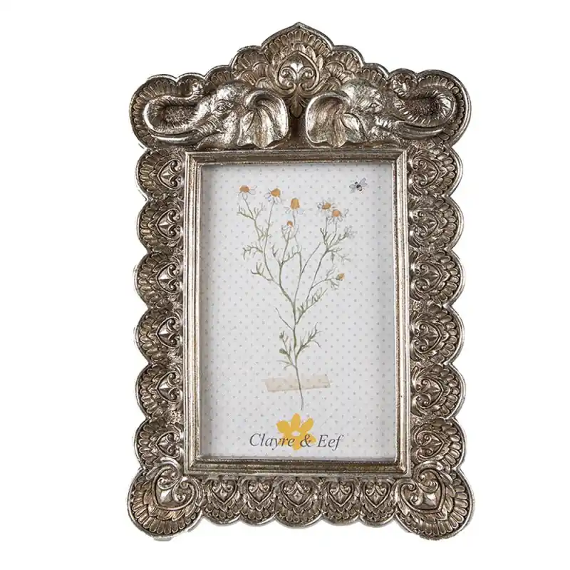 Gecertificeerd Clayre & Eef Fotolijst 10x15 cm Zilverkleurig Polyresin