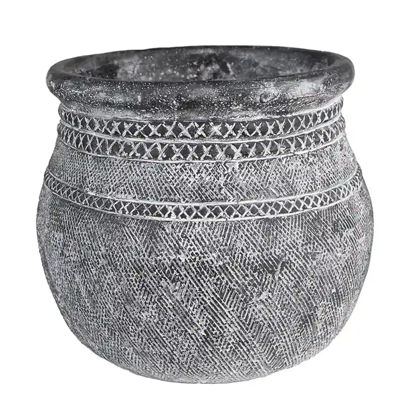 Clayre & Eef Bloempot Ø 32x29 cm Grijs Steen Beperkte Voorraad