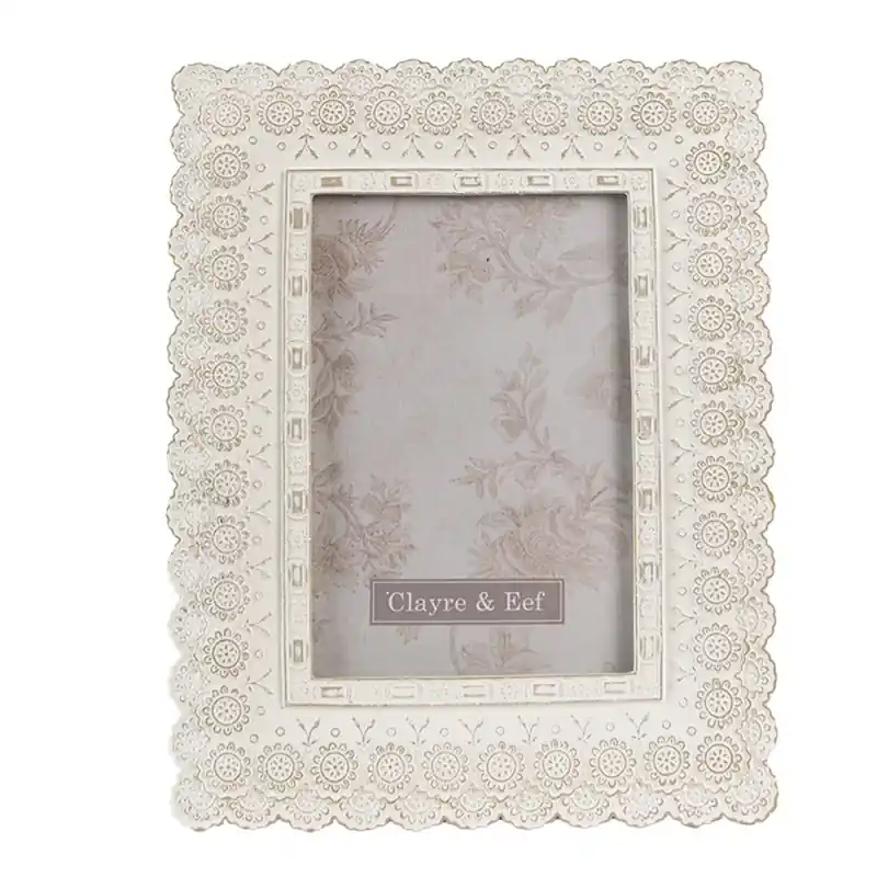 Fabrieksprijs Clayre & Eef Fotolijst 10x15 cm Wit Polyresin