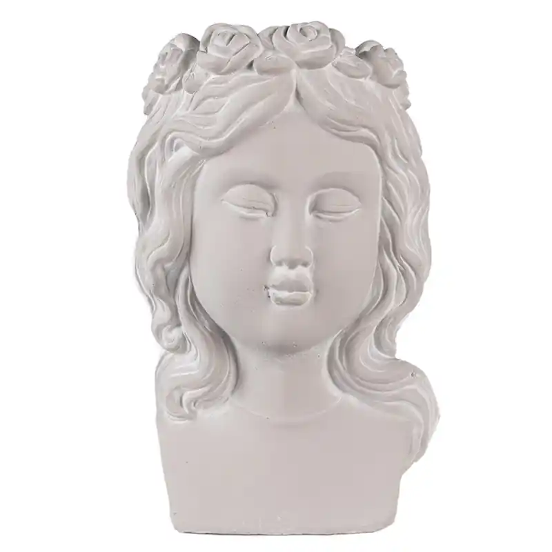 Koop Online Clayre & Eef Bloempot Hoofd 20x17x30 cm Grijs Steen