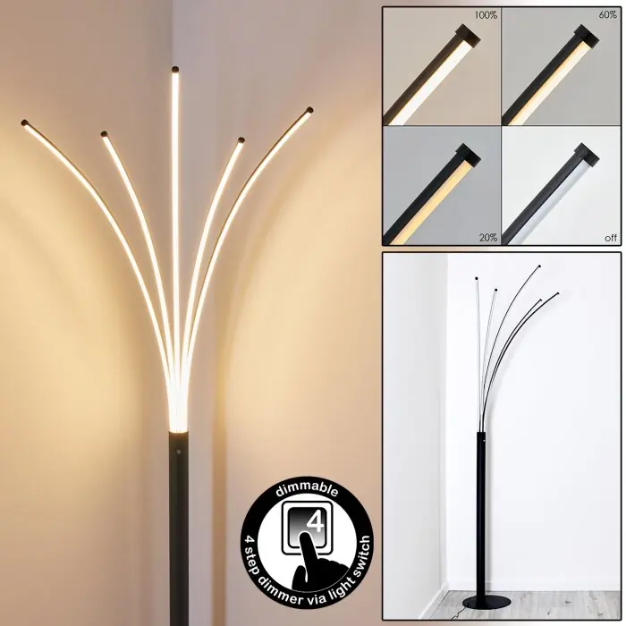 Bakersfield Staande lamp LED Zwart, Wit, 1-licht Meest Verkocht