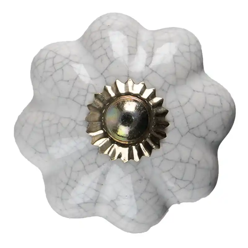 Clayre & Eef Deurknop Ø 4 cm Wit Keramiek Fabrieksprijs