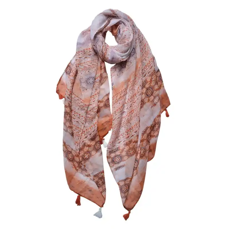 Veilige Betaling Juleeze Sjaal Dames Print 90x180 cm Oranje Synthetisch