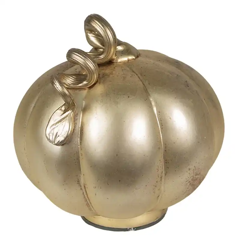 Superprijs Clayre & Eef Decoratie Pompoen Ø 21x22 cm Goudkleurig Glas