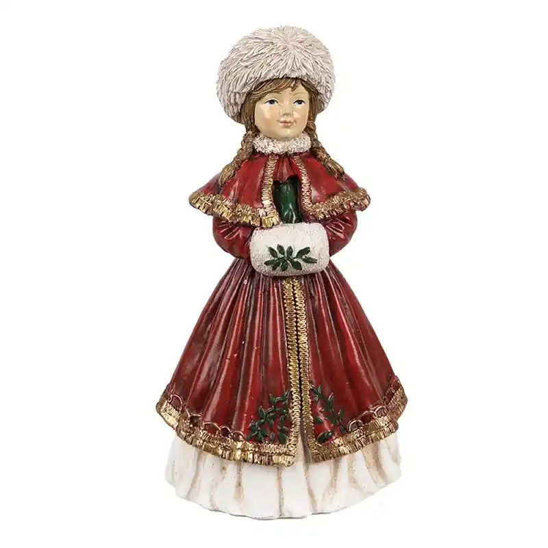 Clayre & Eef Beeld Meisje 9x7x17 cm Rood Polyresin Betaalbaar