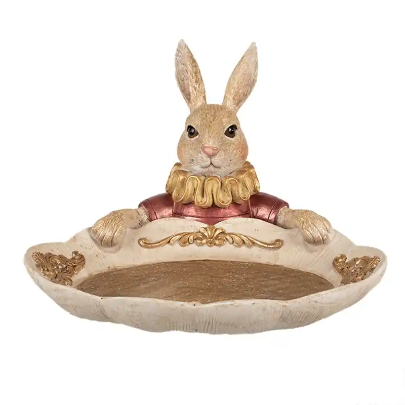 Clayre & Eef Decoratie schaal Konijn 22x21x15 cm Goudkleurig Polyresin Weekendaanbieding