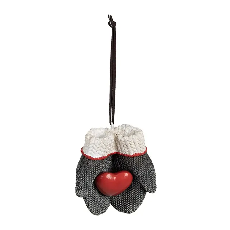 Clayre & Eef Kersthanger Wanten 8x5x9 cm Grijs Polyresin Tijdelijk Beschikbaar