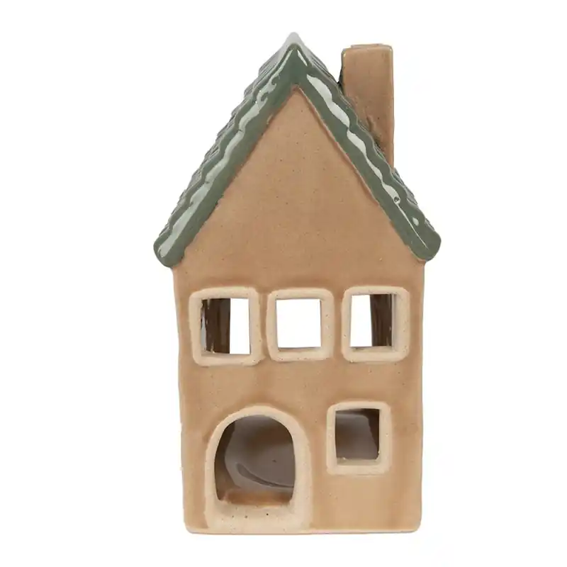 Clayre & Eef Waxinelichthouder Huis 15 cm Bruin Porselein Nu Kopen