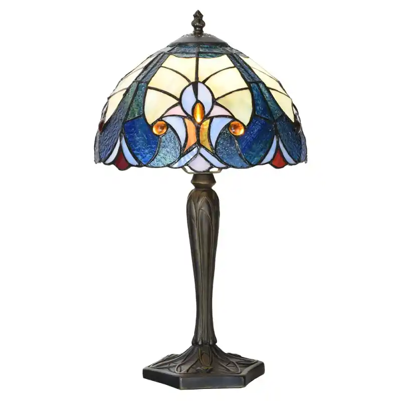 Lumilamp Tiffany Tafellamp Ø 25x40 cm Blauw Glas Nu Kopen