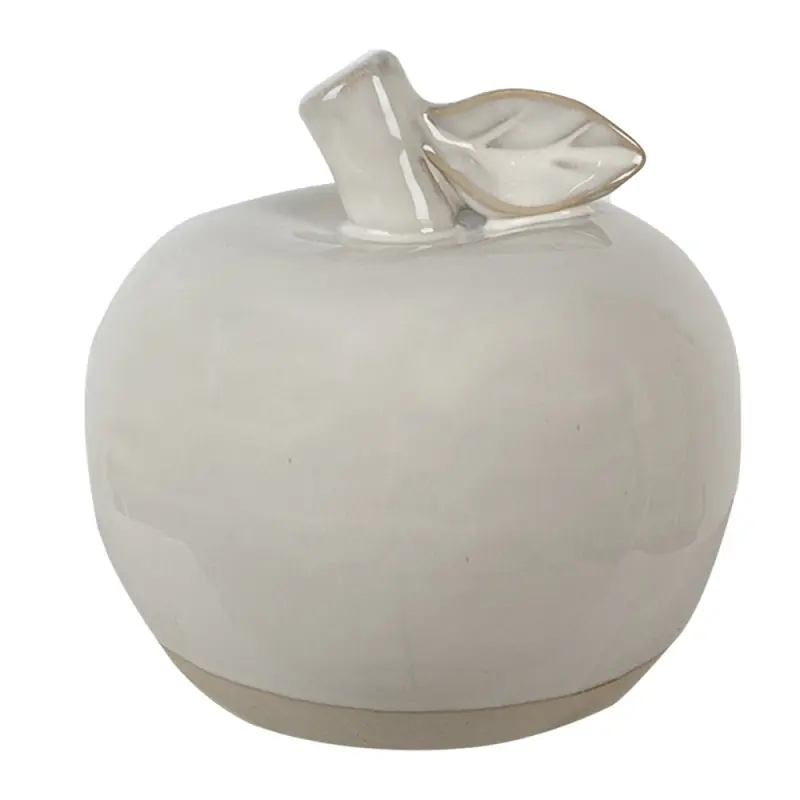 Fabrieksprijs Clayre & Eef Decoratie Appel 8 cm Beige Porselein