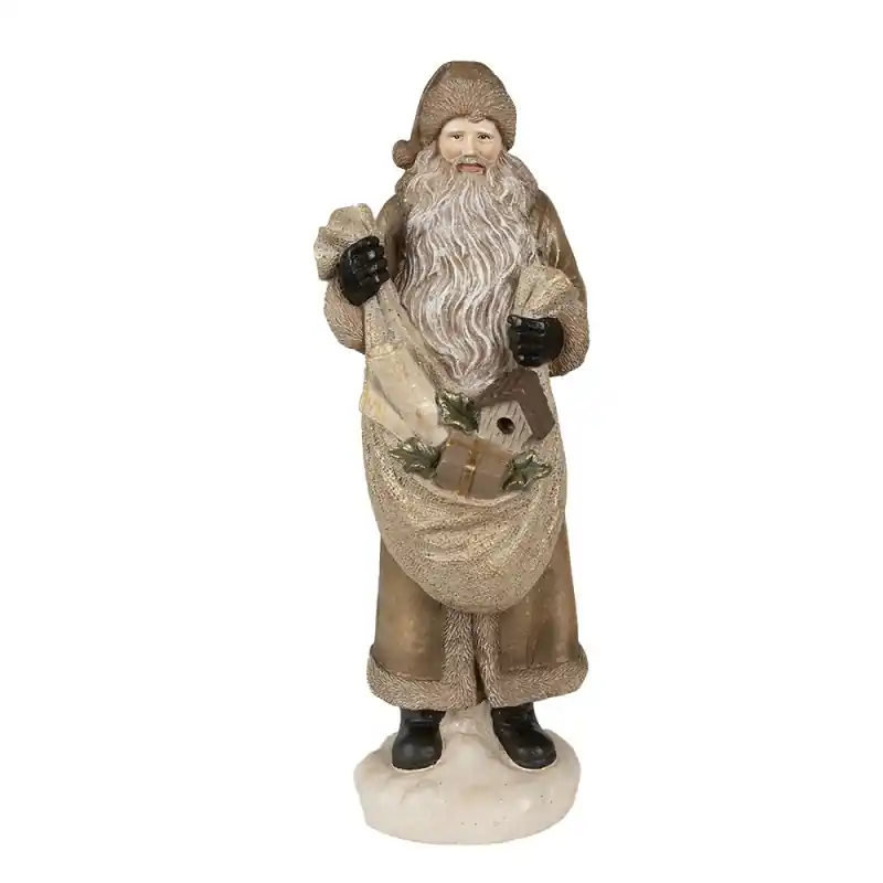 Rechtstreeks Van De Fabrikant Clayre & Eef Beeld Kerstman 30 cm Goudkleurig Porselein