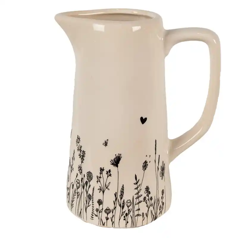 Actieprijs Clayre & Eef Decoratie Kan 16x11x20 cm Beige Zwart Keramiek