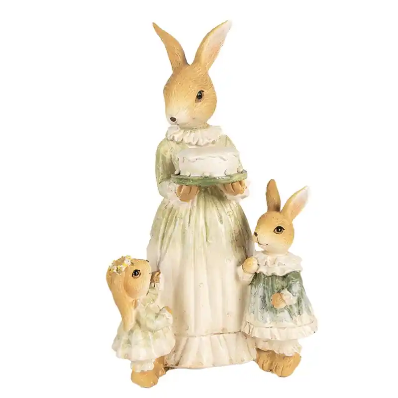 Clayre & Eef Beeld Konijn 21 cm Bruin Groen Polyresin Dagaanbieding
