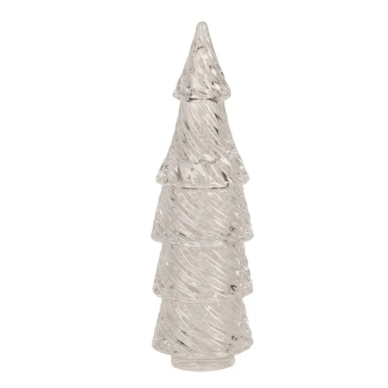 Lage Prijs Clayre & Eef Glazen potje Kerstbomen Ø 7x24 cm Transparant Glas