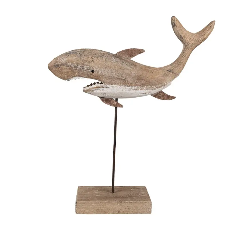 Clayre & Eef Decoratie Beeld Haai 37 cm Bruin Hout Premium