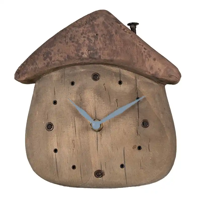 Clayre & Eef Tafelklok 18x5x19 cm Bruin Hout Superprijs