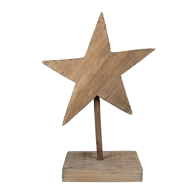 Clayre & Eef Decoratie Beeld Ster 15x8x21 cm Bruin Hout Laatste Versie