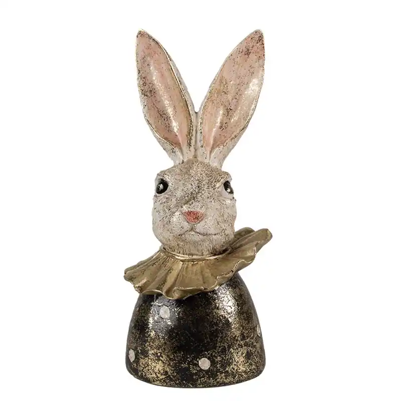 Clayre & Eef Beeld Konijn 23 cm Wit Goudkleurig Polyresin Must-Have