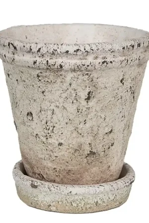 Voordeelprijs Clayre & Eef Bloempot Ø 13x14 cm Beige Steen