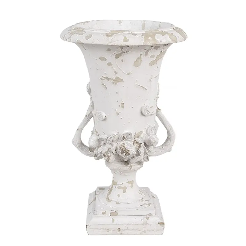 Bestel Nu Clayre & Eef Bloempot Ø 19x28 cm Wit Beige Polyresin