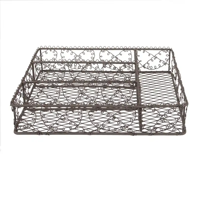 Clayre & Eef Bestekbak 31x25x7 cm Bruin Metaal Korting