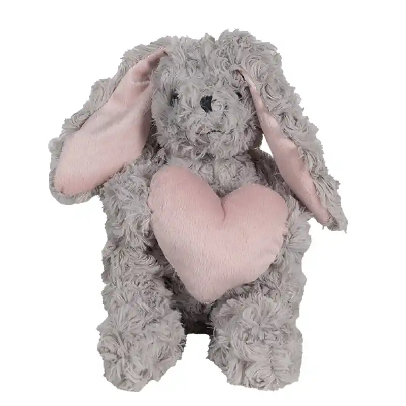 Clayre & Eef Knuffel Konijn 14x15x20 cm Grijs Pluche Snelle Levering