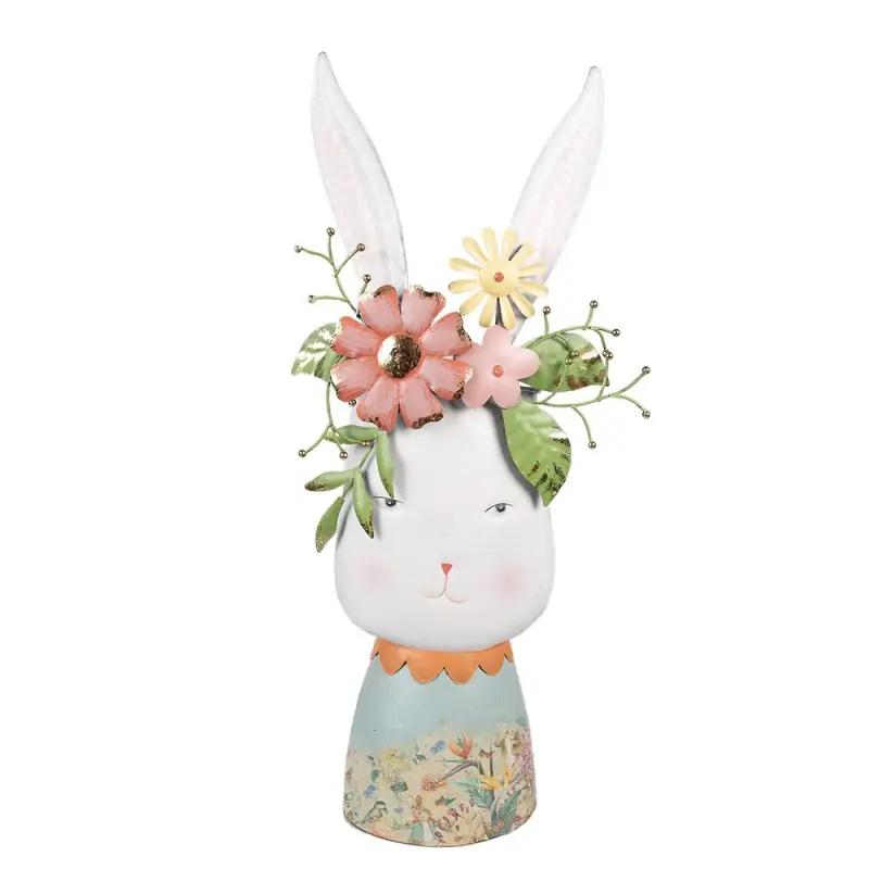 Favoriet Clayre & Eef Bloempot Konijn 62 cm Wit Metaal