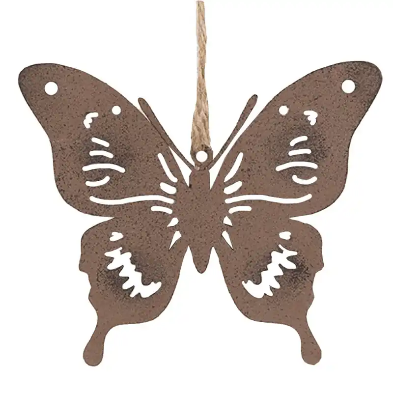 Clayre & Eef Decoratie Hanger Vlinder 11 cm Bruin Metaal Aanbieding