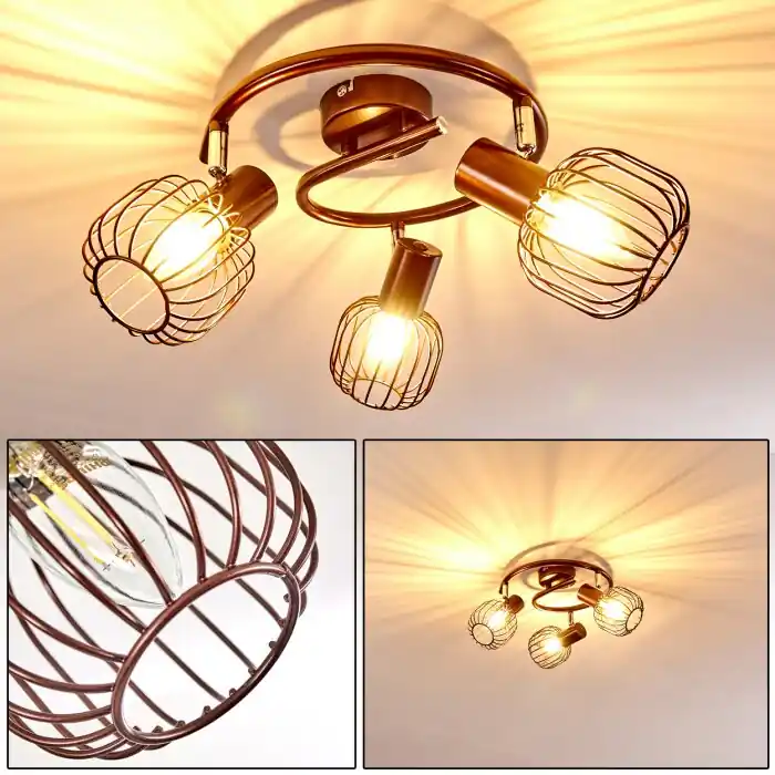 Cancun Plafondlamp Bruin, 3-lichts Flitsaanbieding