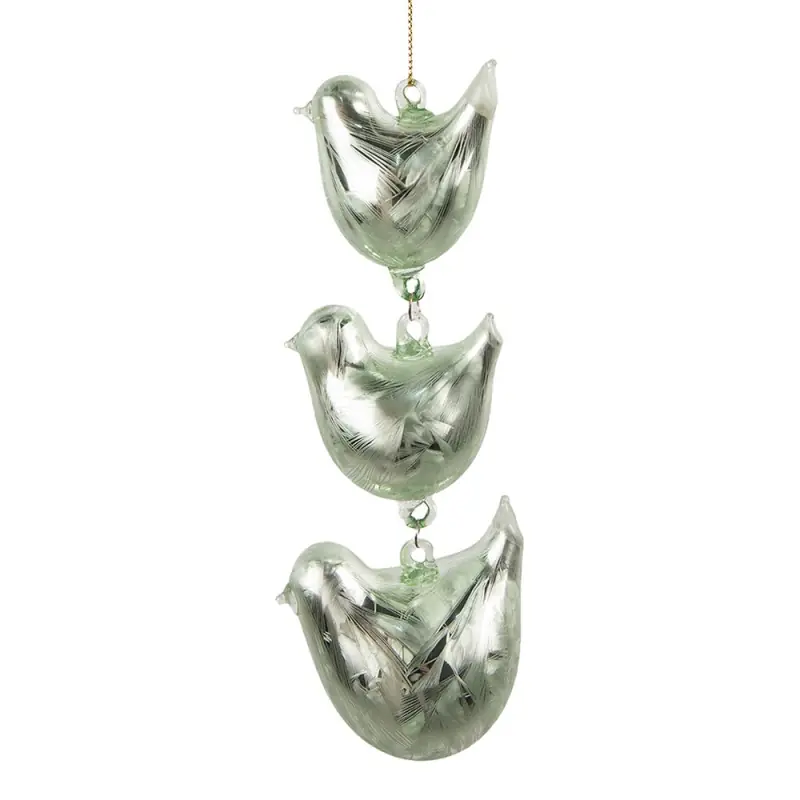 Clayre & Eef Hanger Vogels 16 cm Groen Glas Premium