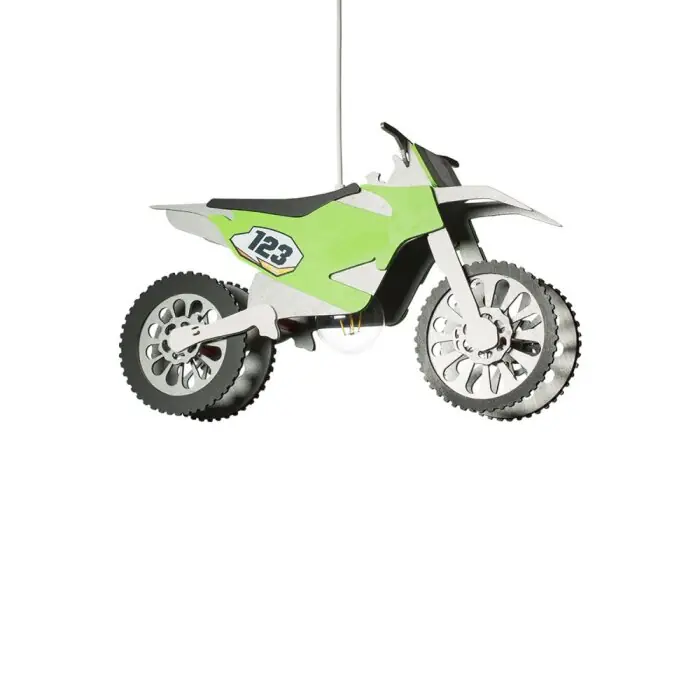 Elobra MOTOCROSSMASCHINE Hanglamp Groen, Zilver, 1-licht Uitverkoop