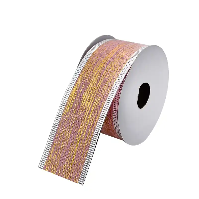 Exclusieve Aanbieding Clayre & Eef Kerstlint 38 mm Roze Goudkleurig Synthetisch
